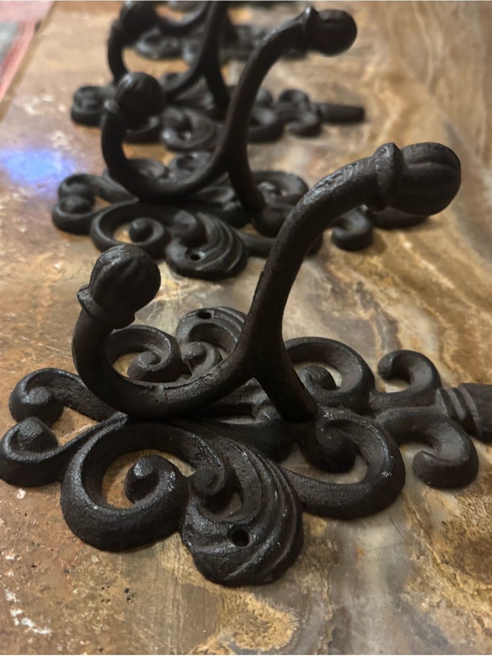 Decorative Black Cast Iron Wall Hook - Vintage Scroll Design
